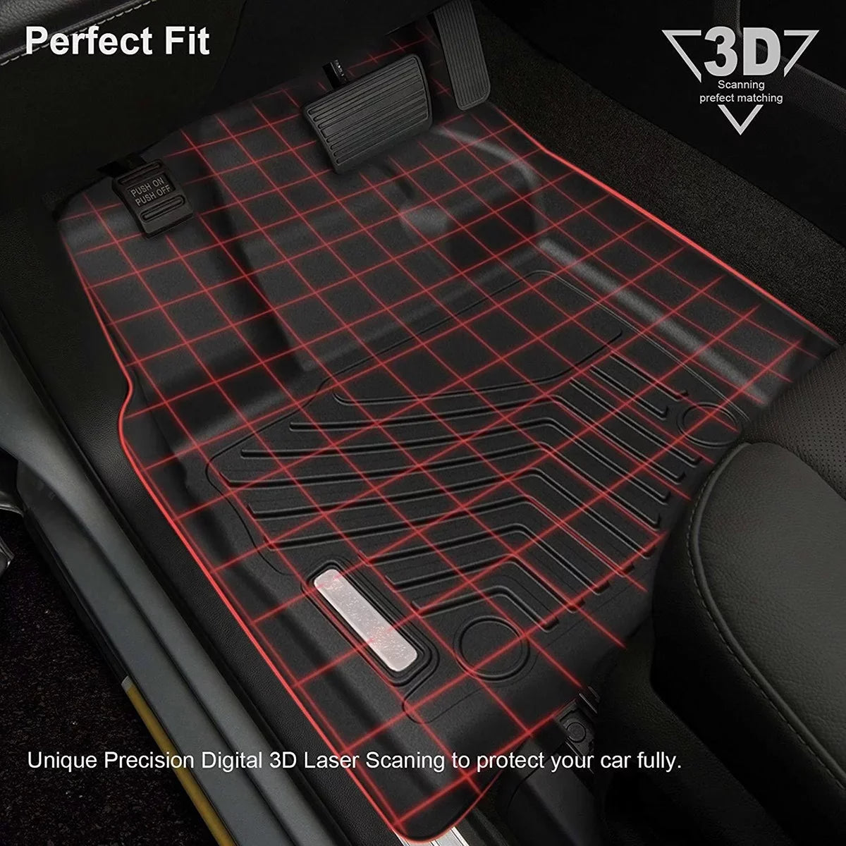 Ledkingdomus All-Weather  Rubber Front and Rear 3-Piece for 2015-2023 2024 Ford  Super Crew Cab Floor Mats Set