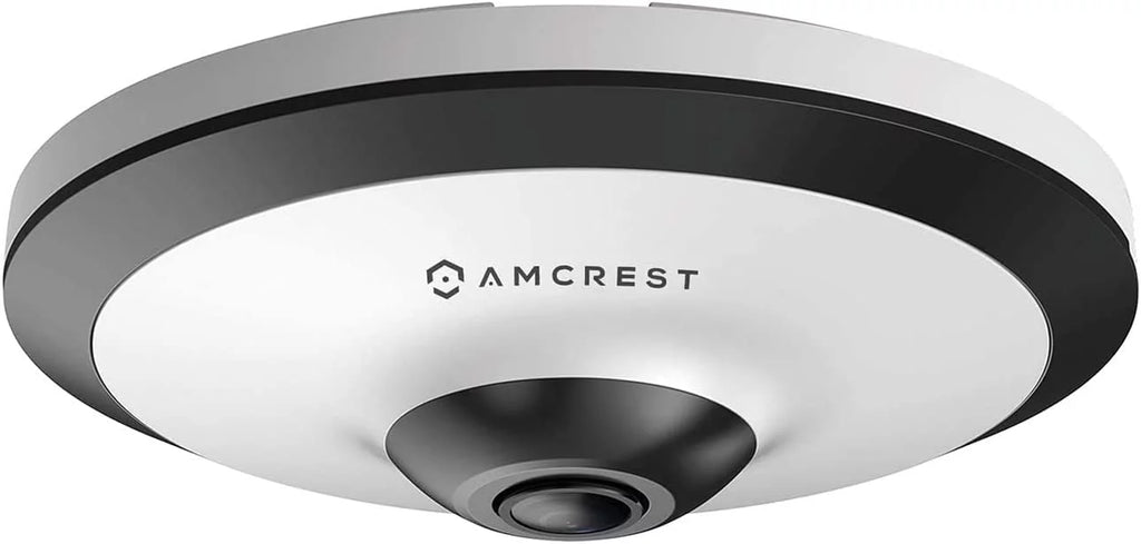 Amcrest 5-Megapixel Fisheye Camera, UltraHD Security PoE Camera Indoor, 1.4mm Lens, 33ft Nightvision, 360° Panoramic Camera Coverage, Cloud and MicroSD Recording, - (White)