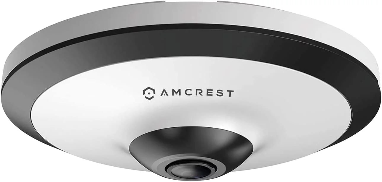 Amcrest 5-Megapixel Fisheye Camera, UltraHD Security PoE Camera Indoor, 1.4mm Lens, 33ft Nightvision, 360° Panoramic Camera Coverage, Cloud and MicroSD Recording, - (White)