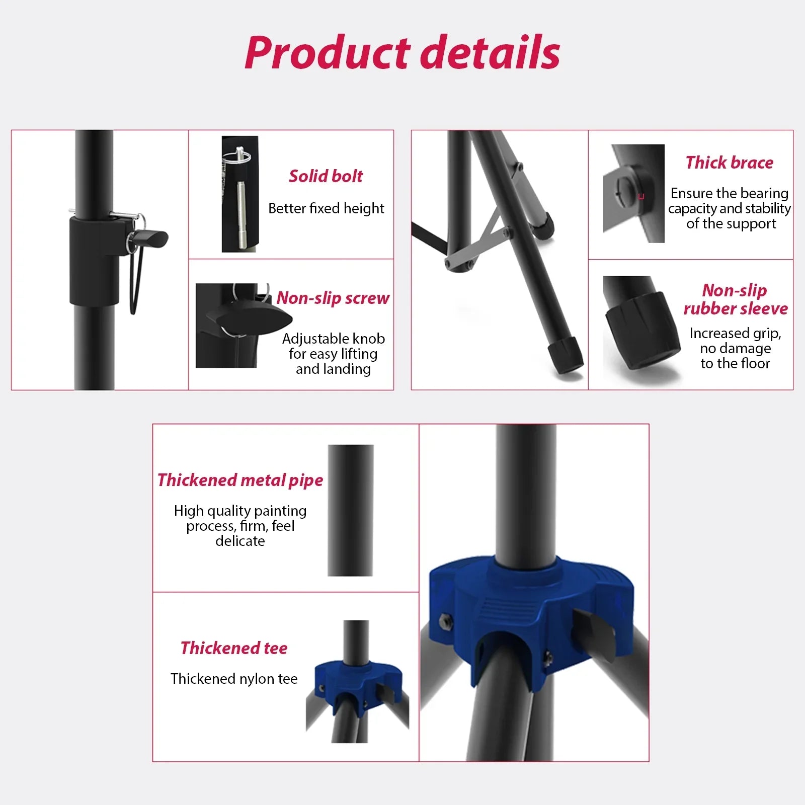 Speaker Stand Studio Speaker Tripod Stand Heavy Duty Telescoping Height Adjustable Non-slip Three-point Triangle Base Bracket for Performance Surround Sound