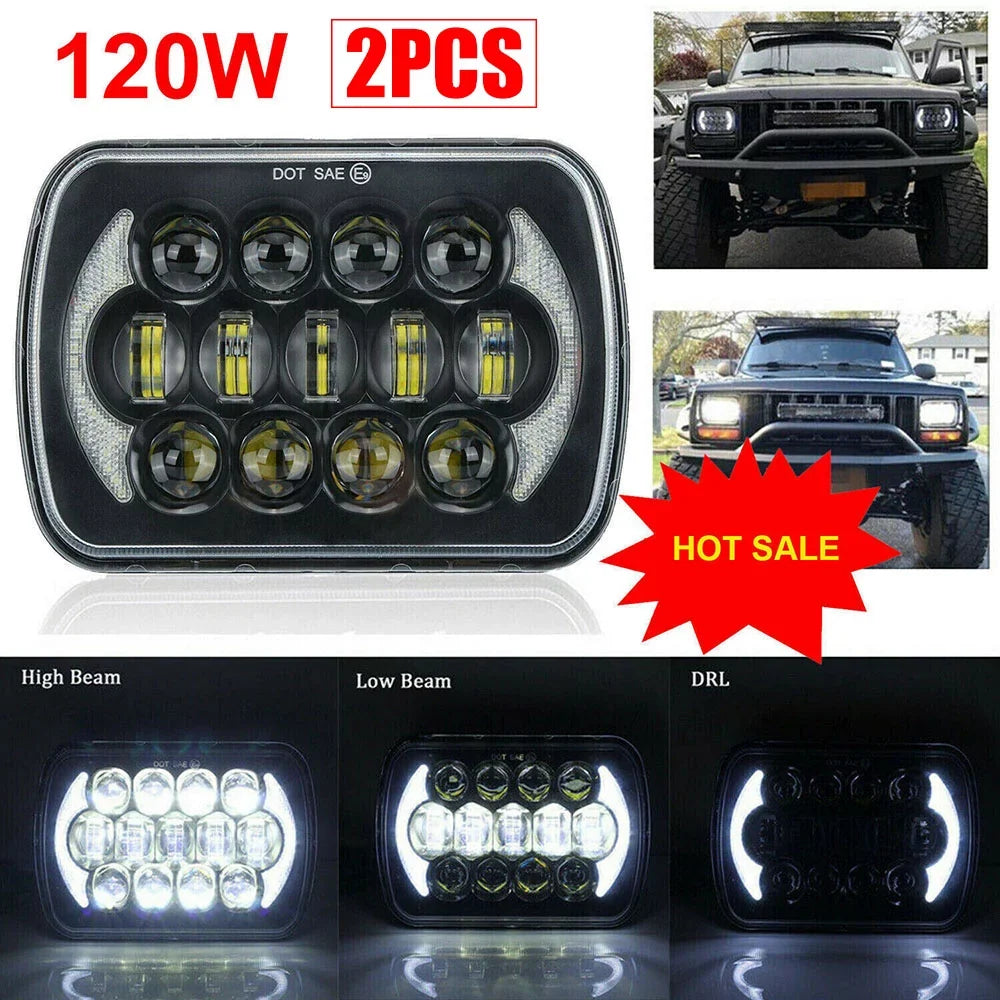 Pair 400W 7x6" 5x7"  Headlight Hi Lo Beam  For Chevrolet Jeep Cherokee