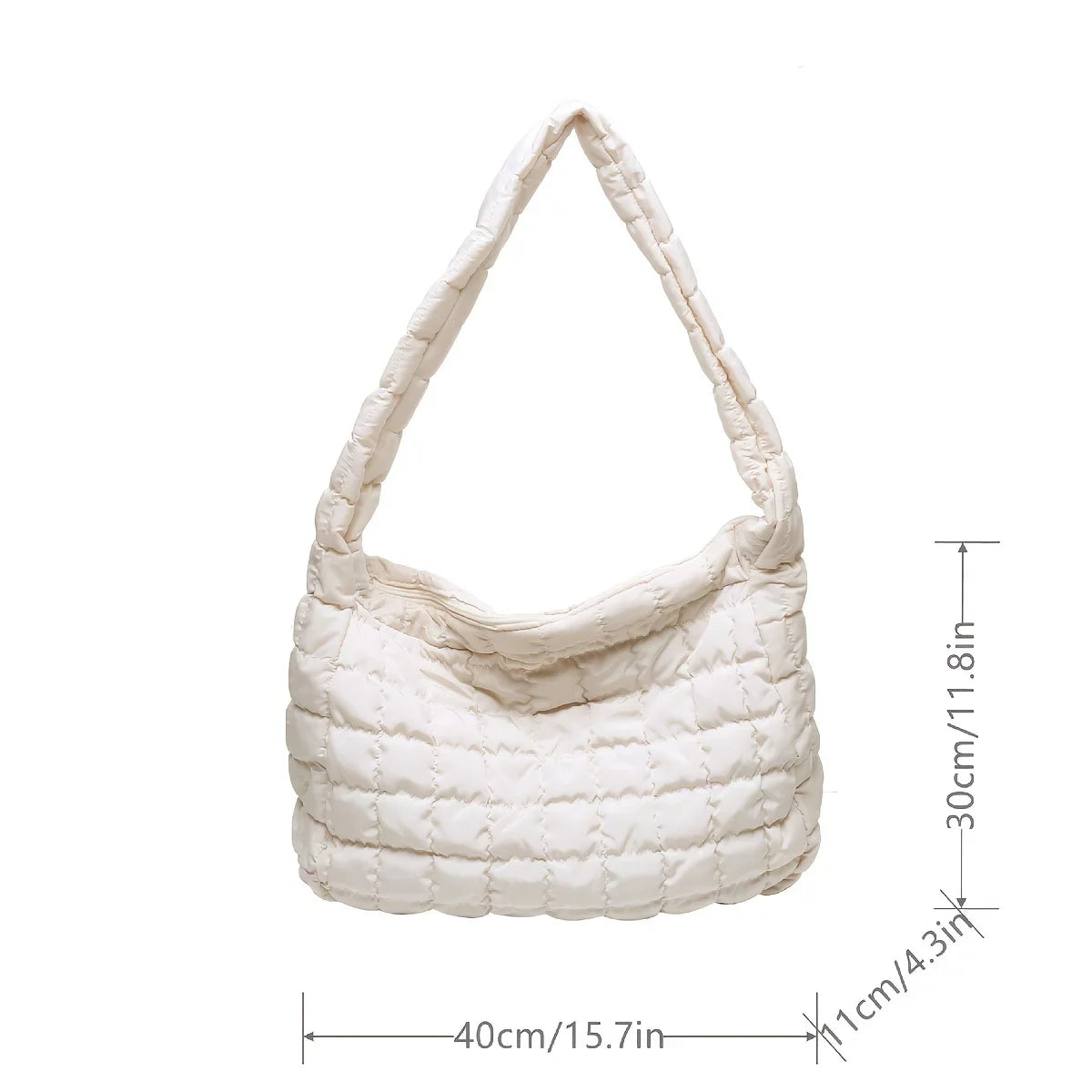 Junior Quilted Tote, Padded Argyle Quilted Crossbody Hobo Bag, Cotton Filled Large Capacity Shoulder Tote Bag For Work