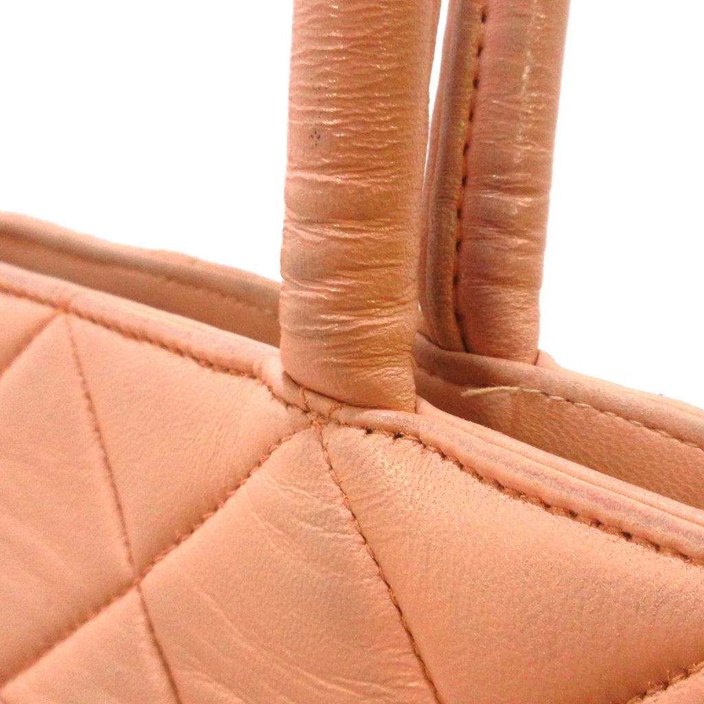 Pre-Owned Authenticated Chanel Lambskin Medallion Tote Leather Orange Tote Bag Women (Good)