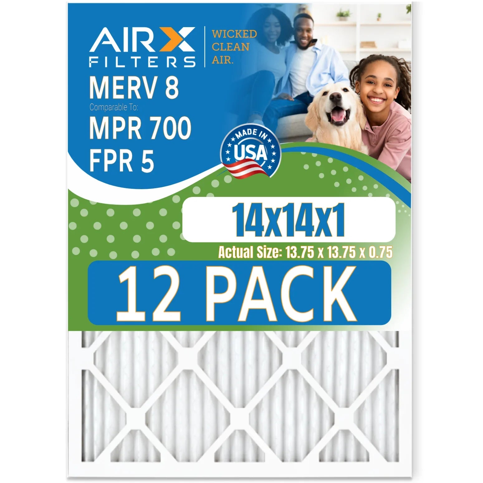 14x14x1 Air Filter  8 Rating, 12 Pack of Furnace Filters Comparable to  700 &  5 - Made in  by     .