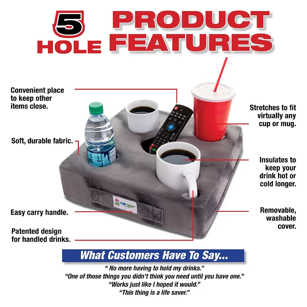 Cup Cozy Deluxe Pillow (Navy) As Seen on  -The world's  cup holder! Keep your drinks close and prevent spills. Use it anywhere-Couch, floor, bed, man cave, car, , park, beach and more!