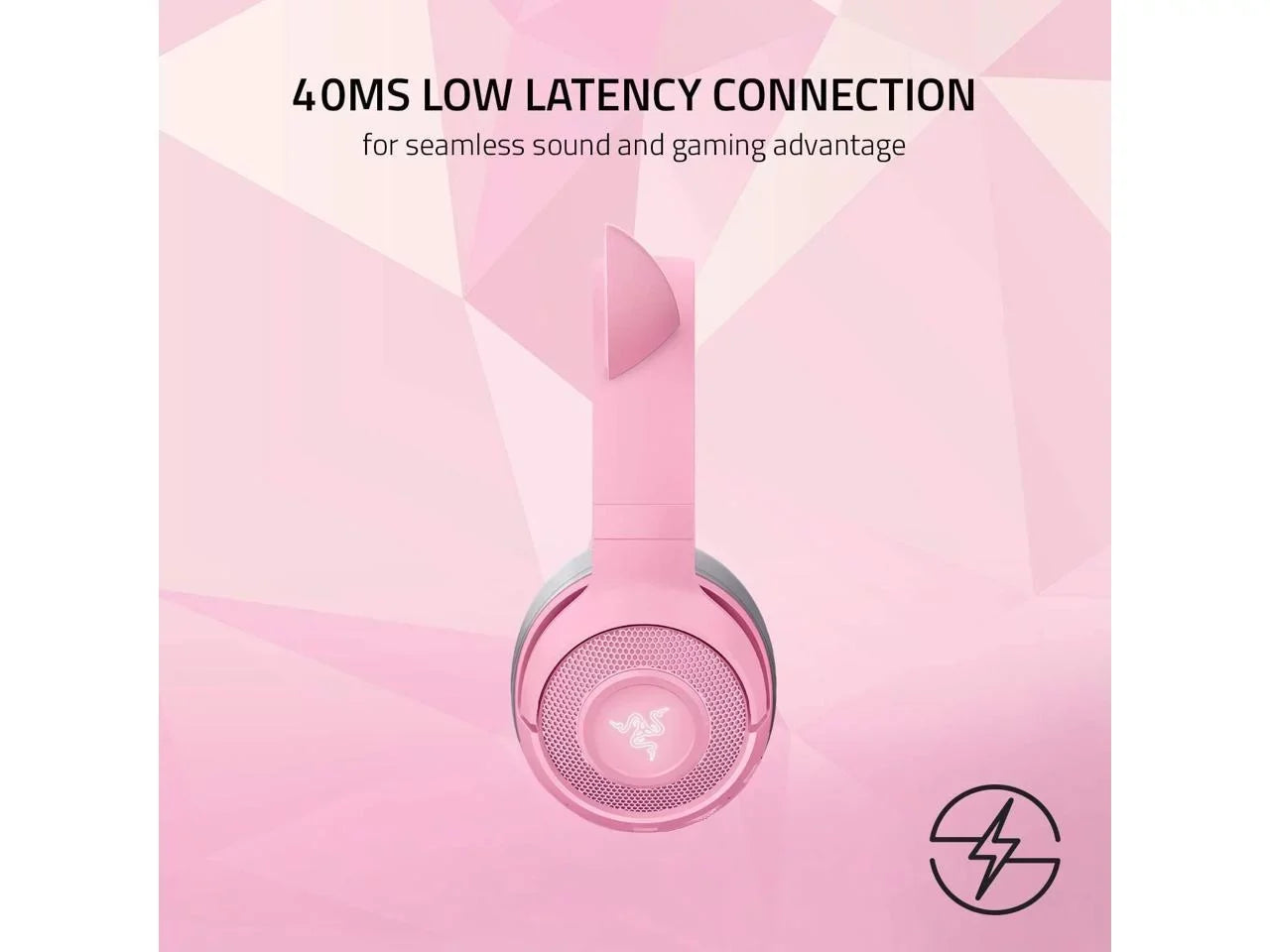 Razer Kraken  Kitty Edition: Bluetooth 5.0-40ms Low Latency Connection - Custom-Tuned 40mm Drivers - Beamforming Microphone - Powered by Razer Chroma - Quartz Pink