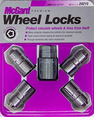 24215 Chrome Cone Seat Wheel Locks (  1.5 Thread Size) - Set of 4