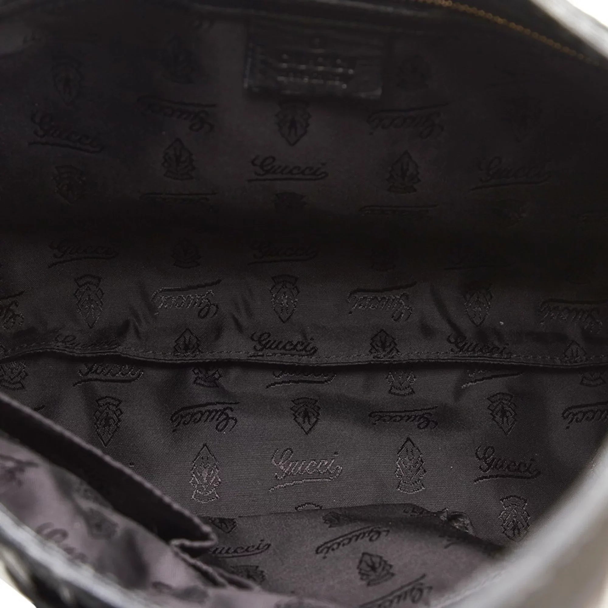 Pre-Owned Gucci Ribbon Handbag Hobo Bag 189885 Black Patent Leather Ladies  (Good)