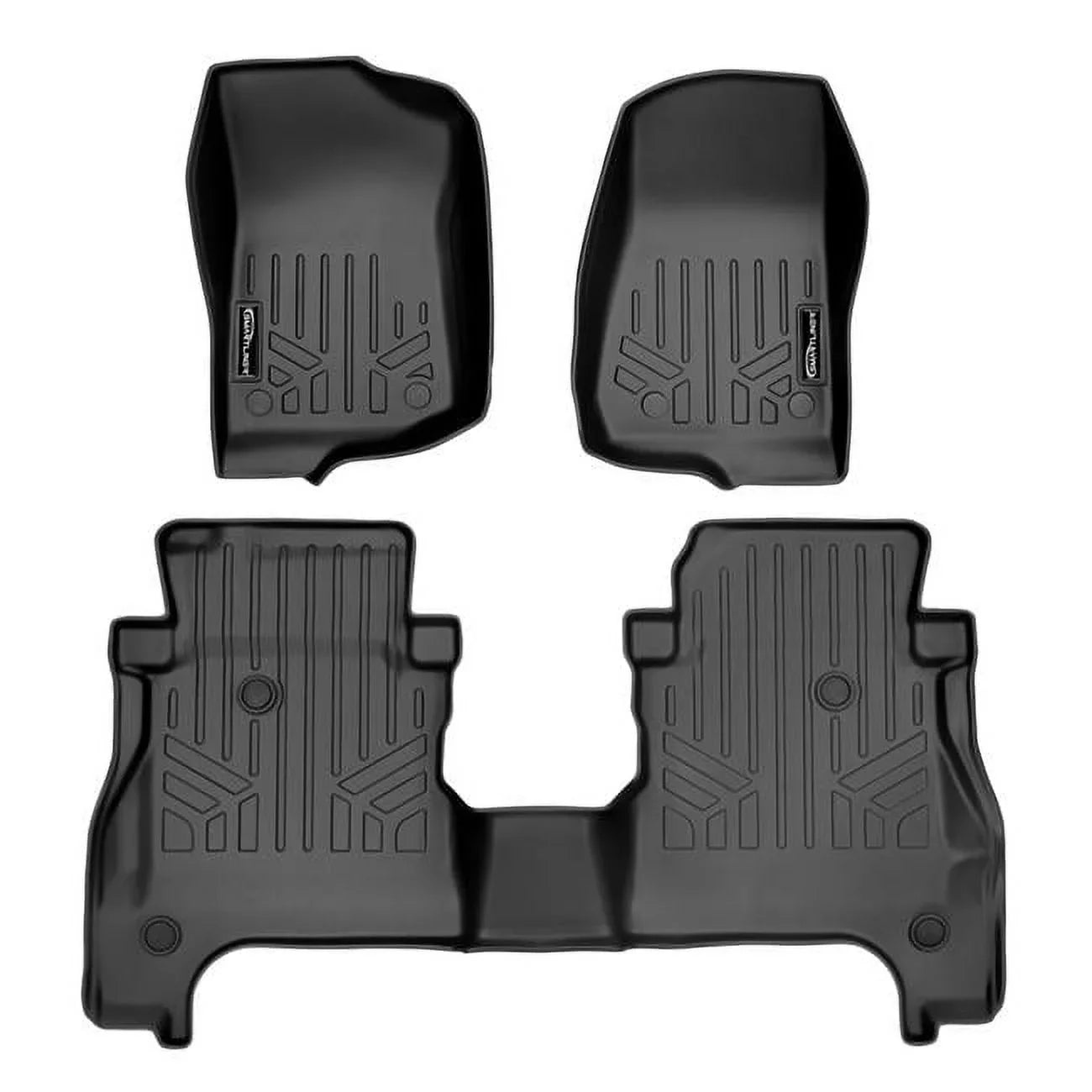 '- Custom Fit 2 Row Floor Mats Liner Set with Lockable Rear Underseat Storage for 2020-2023 Jeep Gladiator, Black