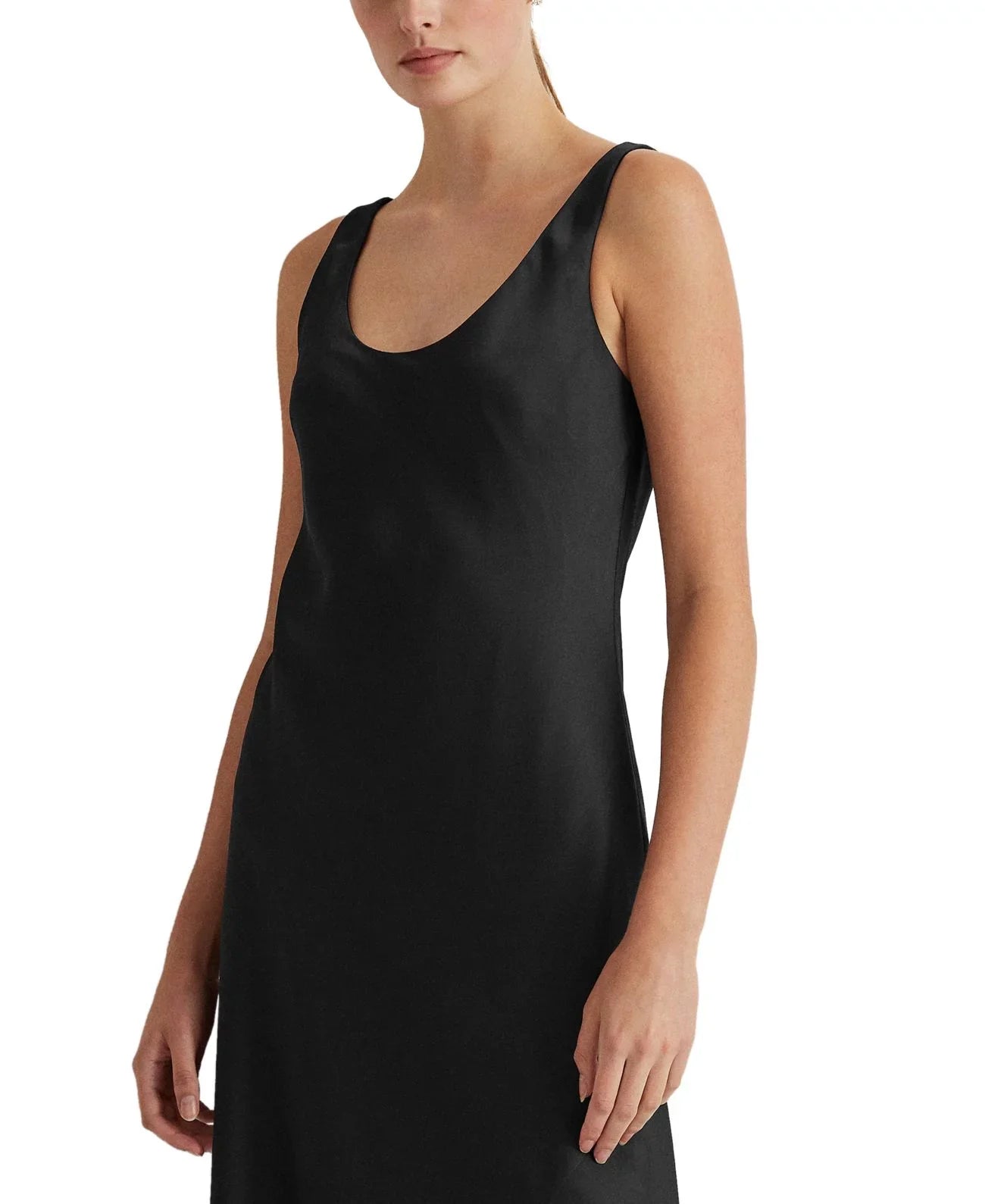 Lauren Ralph Lauren Satin Charmeuse Dress, Black, 14