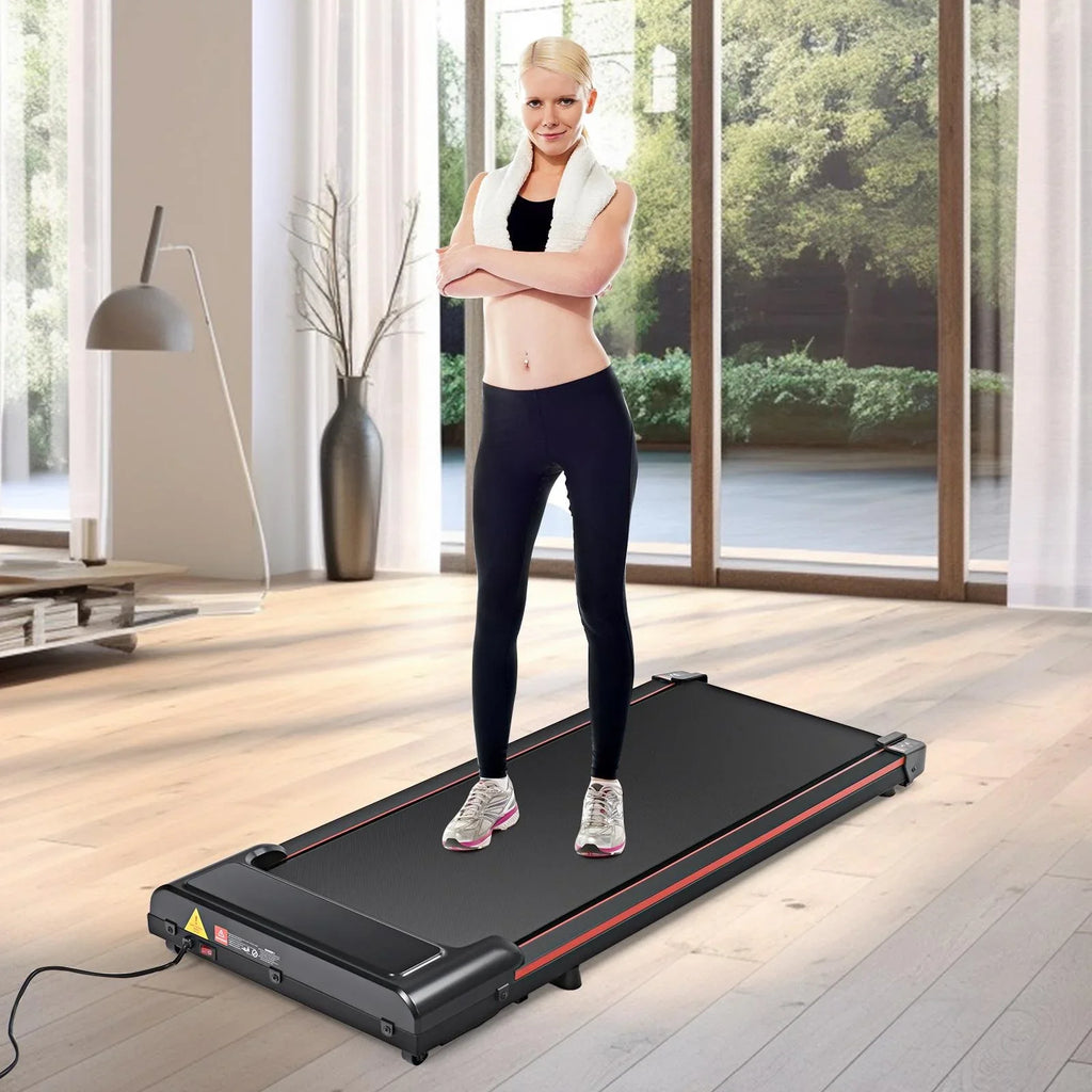 Seizeen Walking Pad, Under Desk Treadmill for Home Office, Portable Treadmill Small Size with Remote Control,  Display, 2--1 Walking & Jogging Fitness Machine, 300lbs, 0.6-3.8MPH Speed, Red
