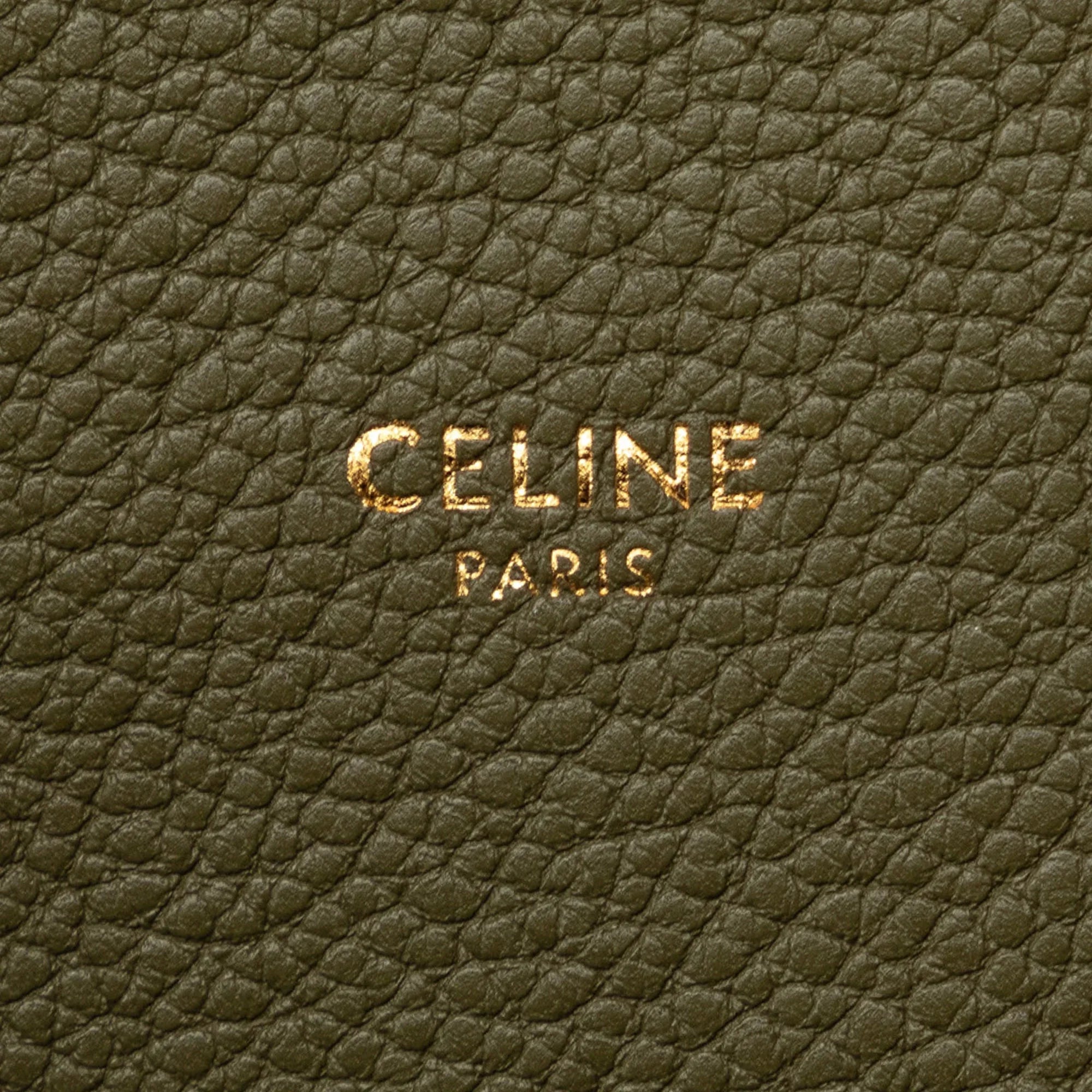 Pre-Owned Authenticated Celine Teen Bucket 16 Calf Leather Green Bucket Bag DrawstringBag Unisex (Good)