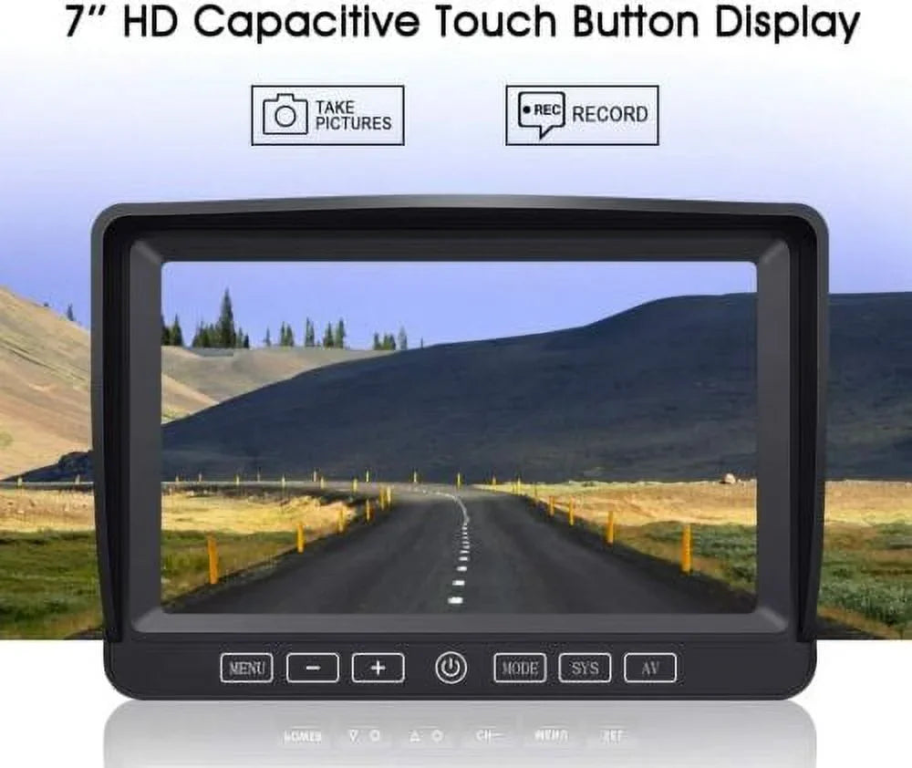 Wired 7" Rv Back Up Camera Kit  1080P  Night Vision Waterproof Backup Camera Monitor for Bus  Semi Box Truck Trailer