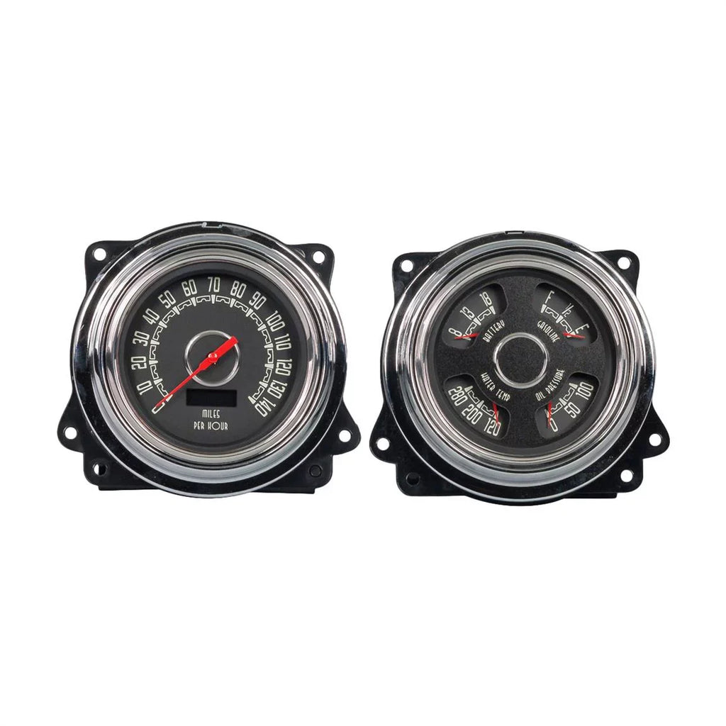 New Vintage  47371-01 Woodward 2 Gauge Kit Black 47-53 Chevy