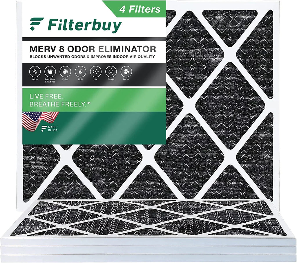 Filterbuy 24x30x1  8 Odor Eliminator Pleated   Furnace Air Filters with Activated Carbon (4-Pack)
