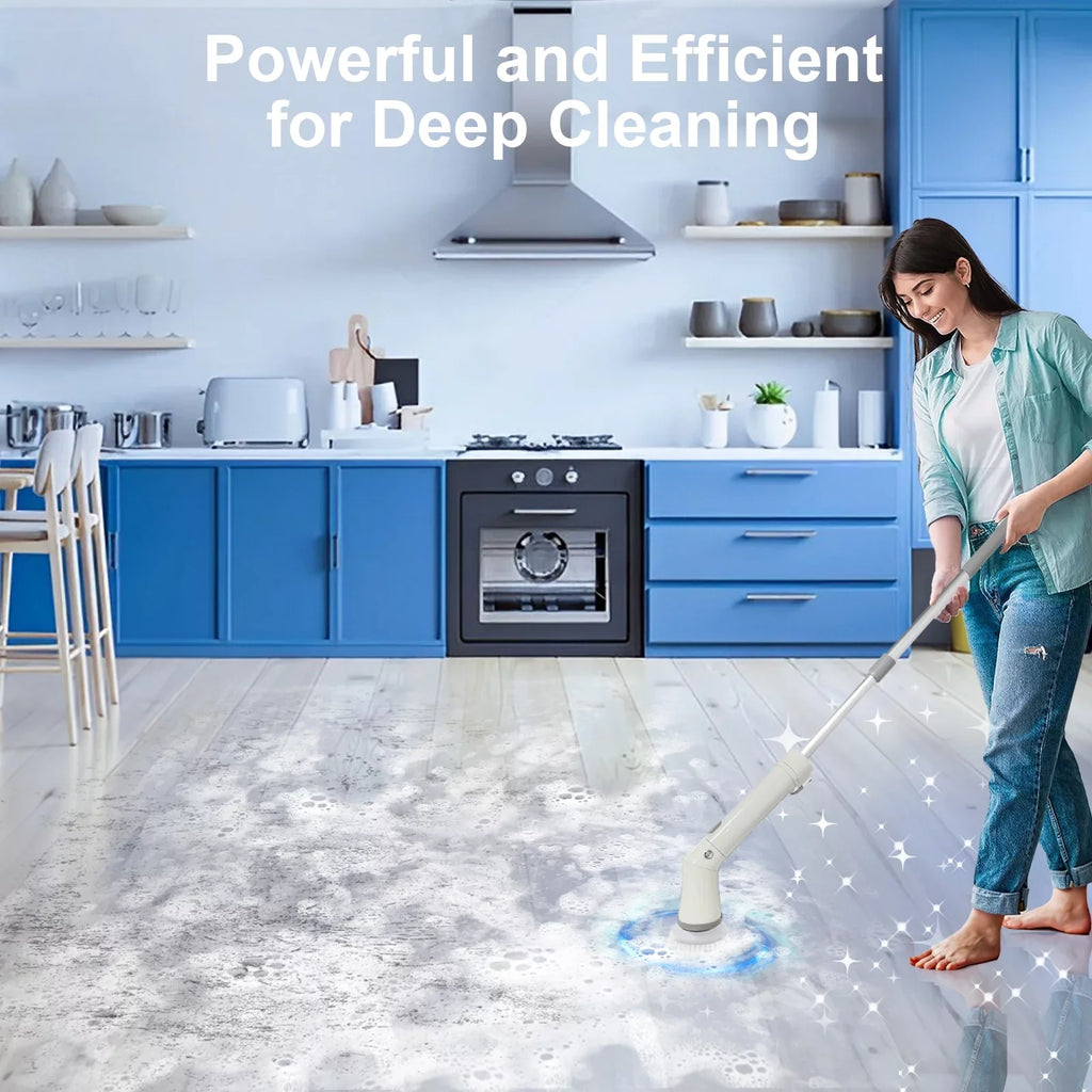 Fixdono Electric Spin Scrubber, 6 Replaceable Cleaning Heads Cordless Cleaning Brush, Bathroom Scrubber for Bathtub, Tile, Floor