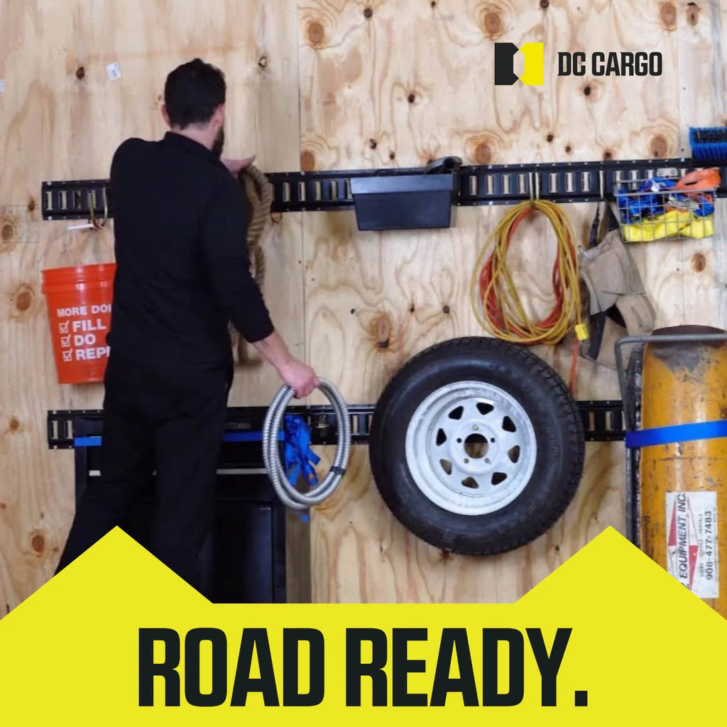 Cargo Mall  Track Shelving Kit - 12 Pieces: 5 ft Black  Track Rails &  Track Wood Beam Sockets