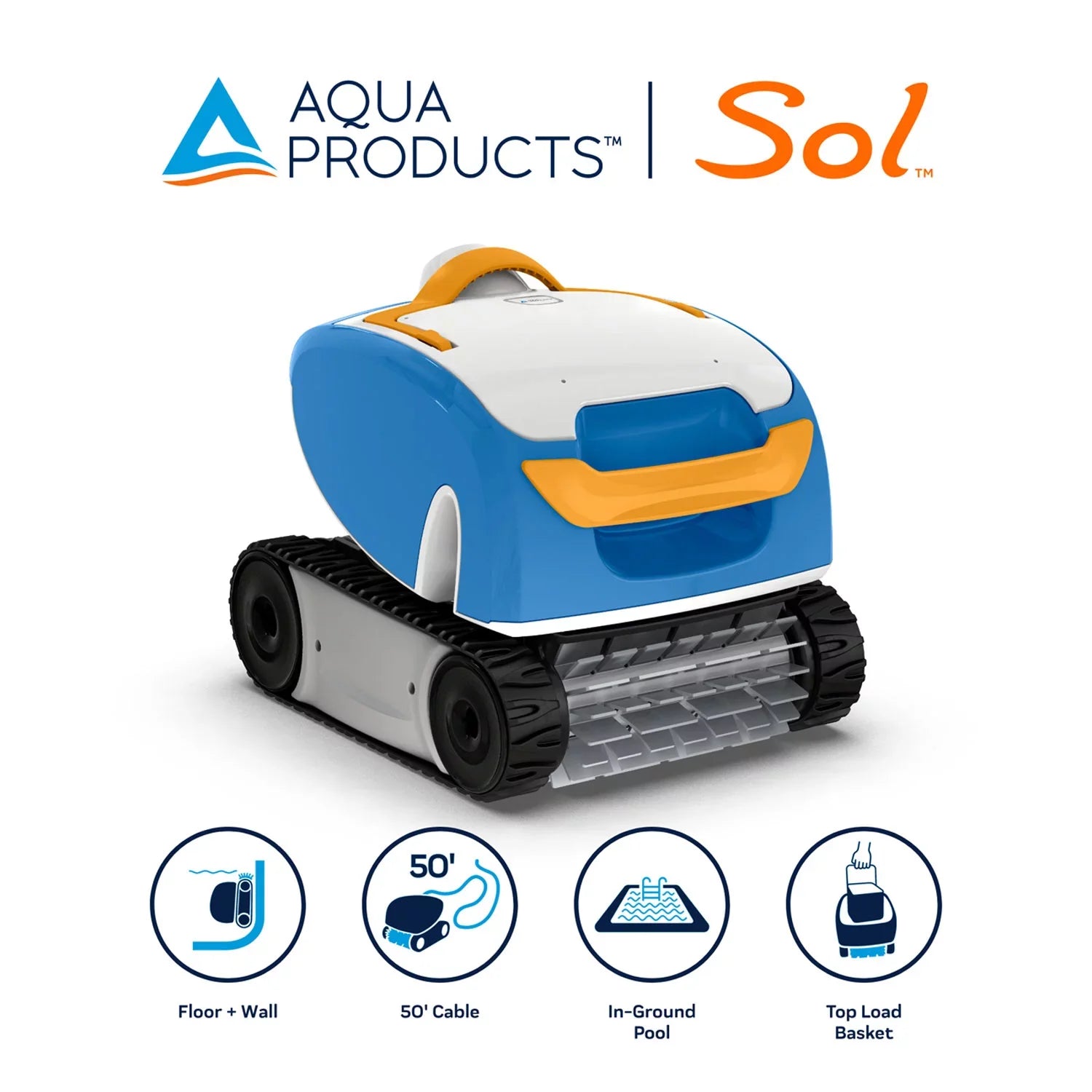 Aqua Products Sol Automatic Robotic Pool Cleaner for In Ground Swimming Pools