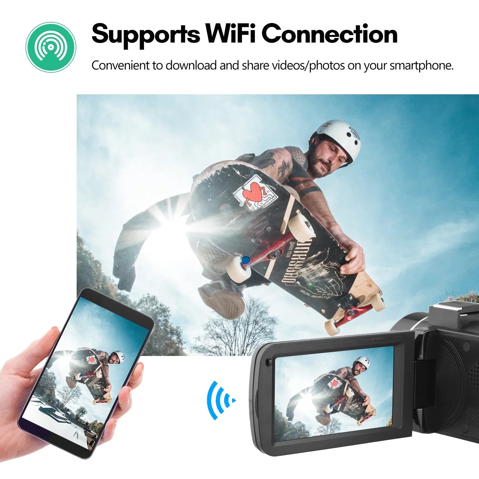 Andoer-2 4K Digital Video Camera WiFi Camcorder  Recorder 56MP 18X Digital Zoom 3.0 Inch  Touchscreen Supports Face Detection  Night Vision -shake with 2pcs Batteries + Remote Control + Carry