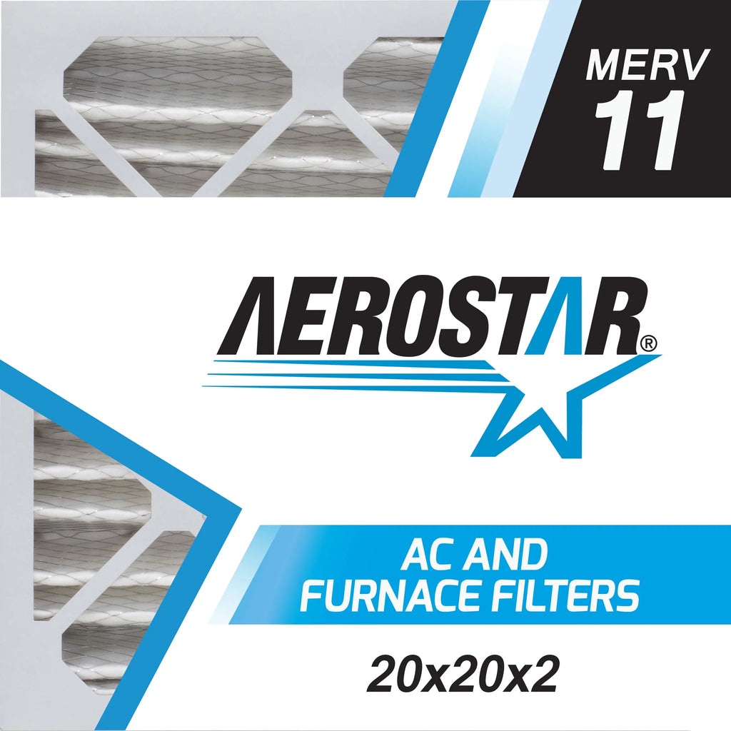 Aerostar 20x20x2   11, Pleated Air Filter, 20x20x2, Box of 4, Made in the
