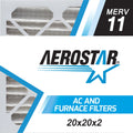 Aerostar 20x20x2   11, Pleated Air Filter, 20x20x2, Box of 4, Made in the