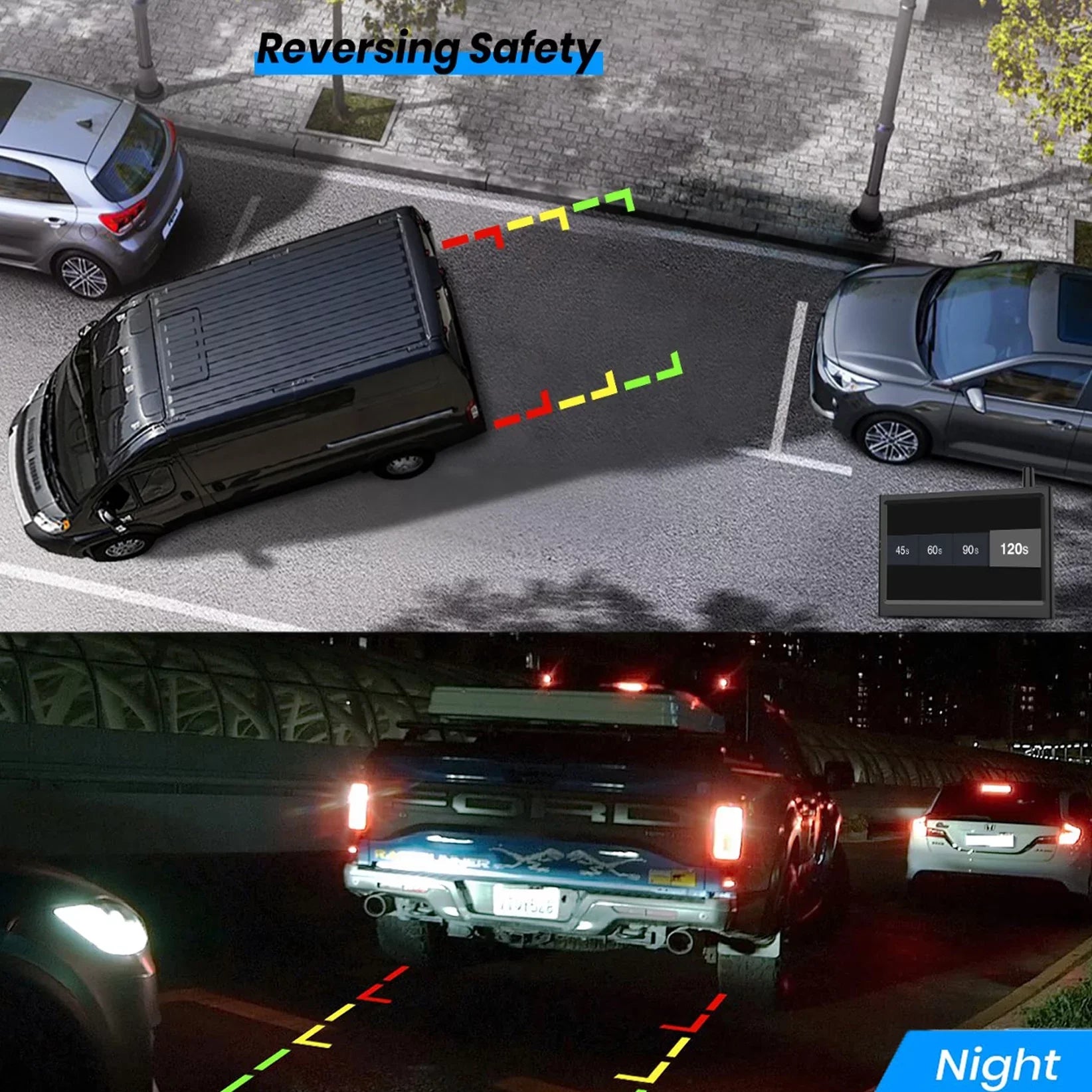 Solar Wireless Backup Camera Systems for Campervan,Trailer Rear View Backup Reverse Camera with 3350mAh Built-in Battery