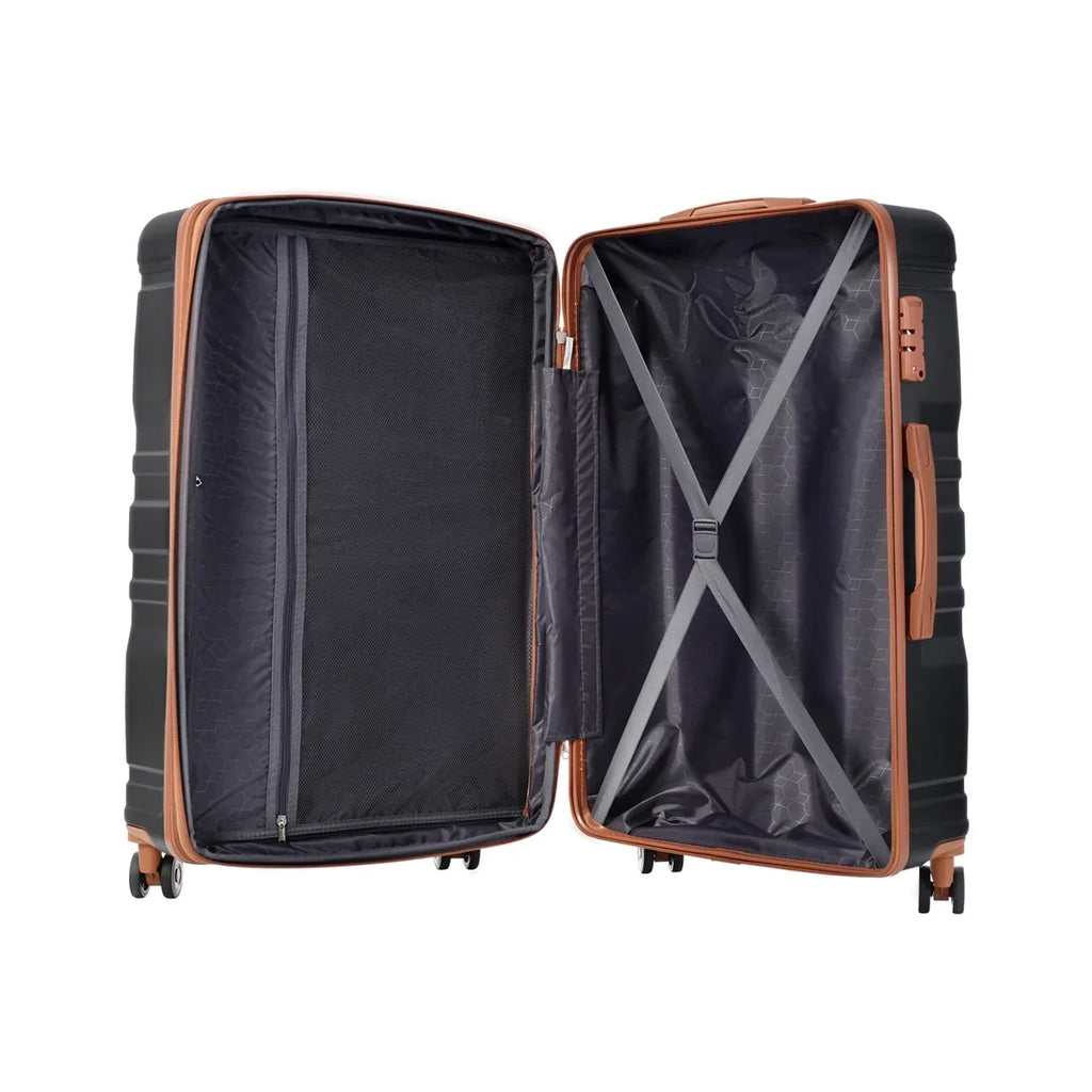 Yone jx je  Luggage 3 Pcs Suitcase Set,  Hardside Suit case with Spinner Wheels Lightweight  Lock, 20/24/28 Inch,Black