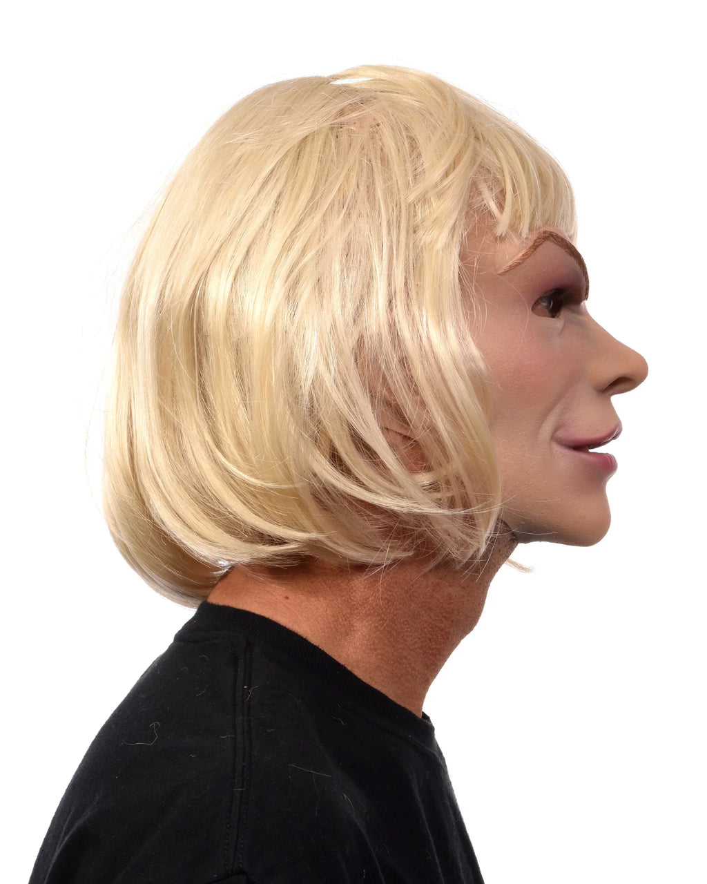 Blonde Woman Female Latex Face Mask with attached Blonde Hair