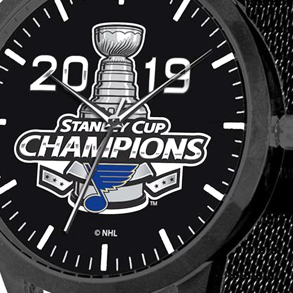 Game Time 2019 Champions St Louis Blues Watch Black Statement Modern Mesh Band