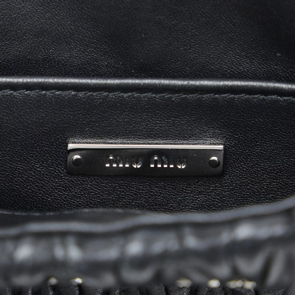 Pre-Owned Miu Miu Miu Materasse Nappa Crystal Shoulder Bag 5BA220 Black Silver Leather Ladies  (Good)