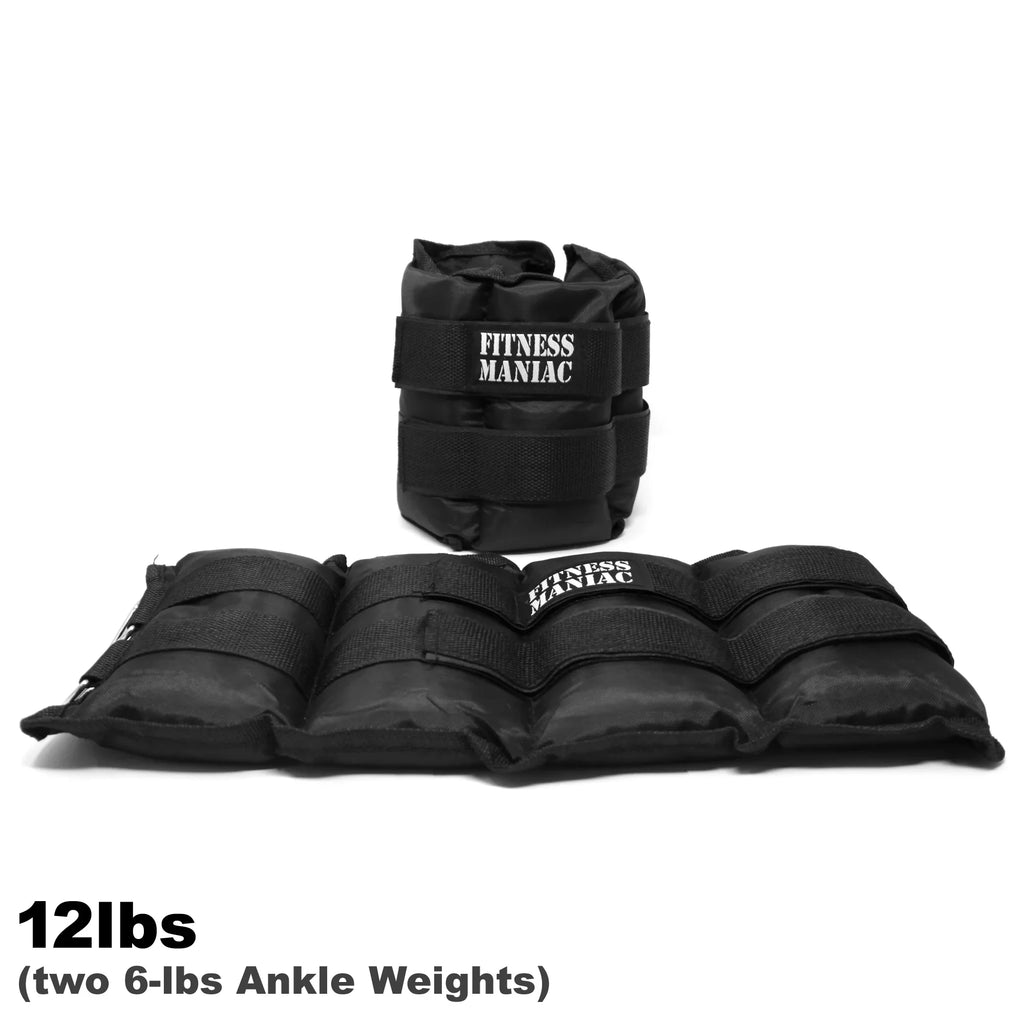 Fitness Maniac Ankle Weights Leg Resistant Adjustable Strap Home Gym Strength Training 12 lbs