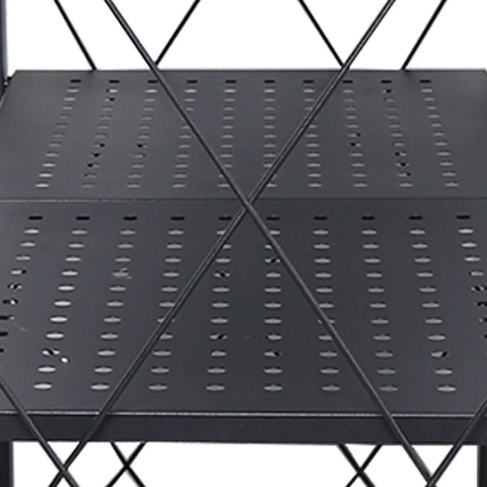 Miumaeov 3-Tier Kitchen Foldable Metal Rolling Trolley Cart Movable Utility Rack Storage Shelves Holder with Wheel (Black)