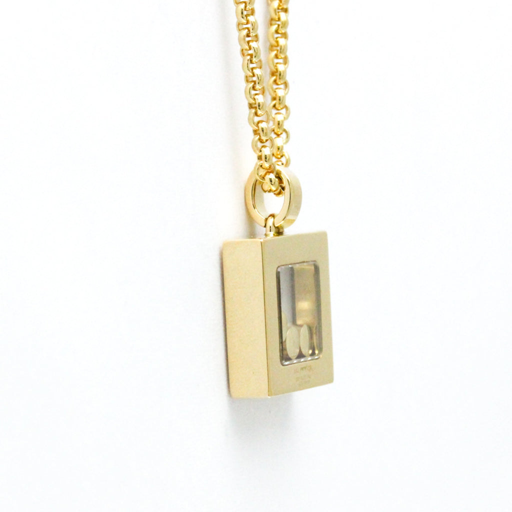Pre-Owned Chopard Happy Diamonds Square Necklace 79/3210 Yellow Gold (18K) Diamond Men,Women Fashion Pendant Necklace (Gold) (Good)