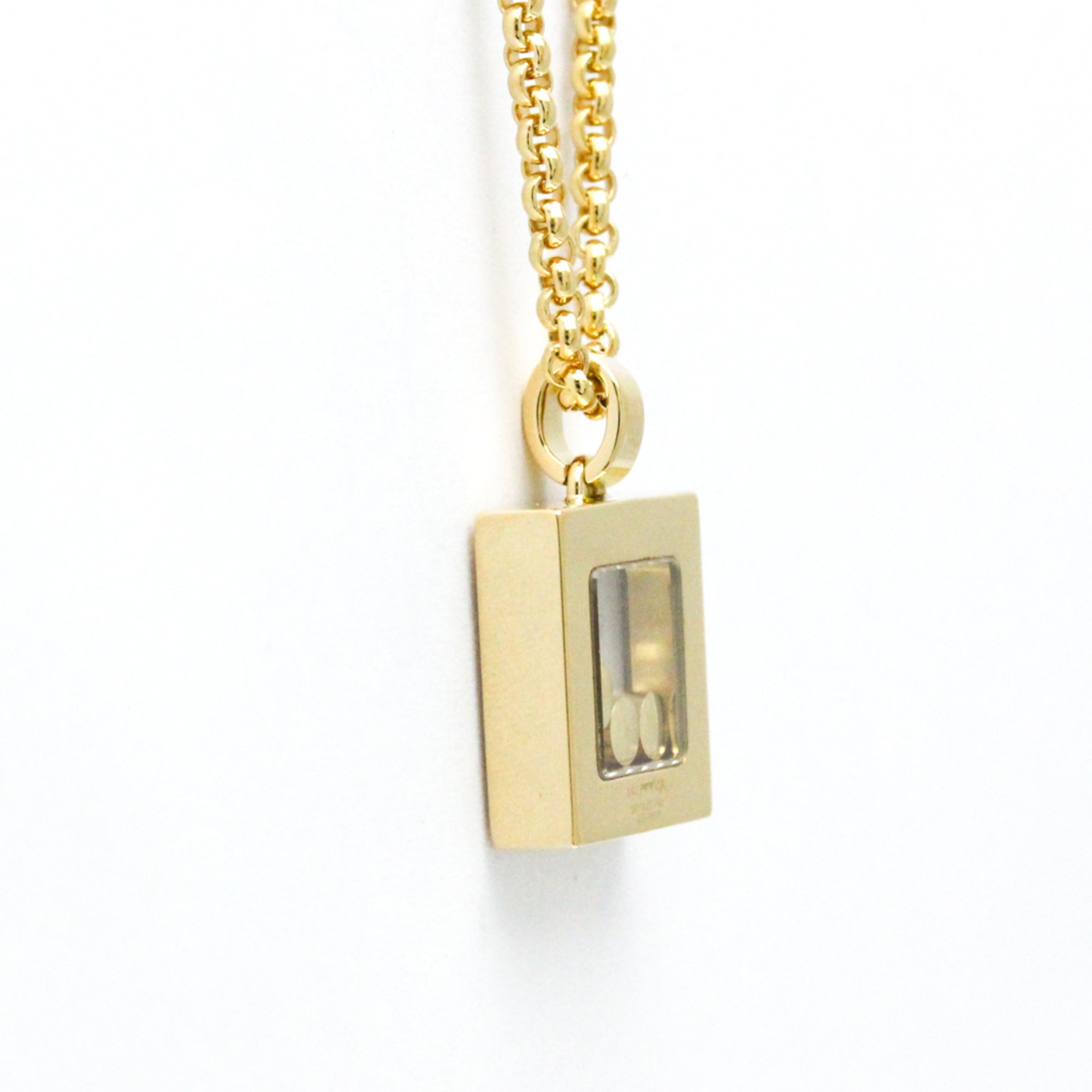 Pre-Owned Chopard Happy Diamonds Square Necklace 79/3210 Yellow Gold (18K) Diamond Men,Women Fashion Pendant Necklace (Gold) (Good)