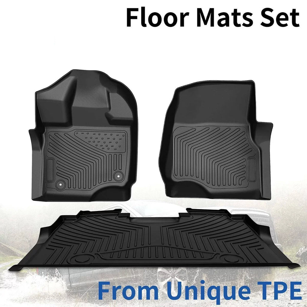 Ledkingdomus All-Weather  Rubber Front and Rear 3-Piece for 2015-2023 2024 Ford  Super Crew Cab Floor Mats Set