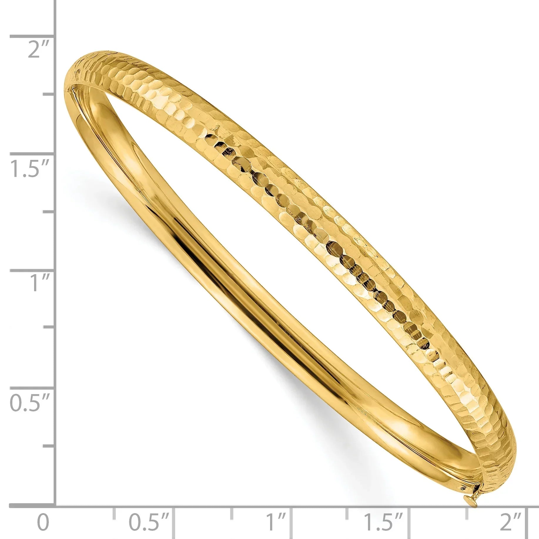 Finest Gold 14K Yellow Gold 0.187 mm Fancy Hammered Hinged Bangle Bracelet