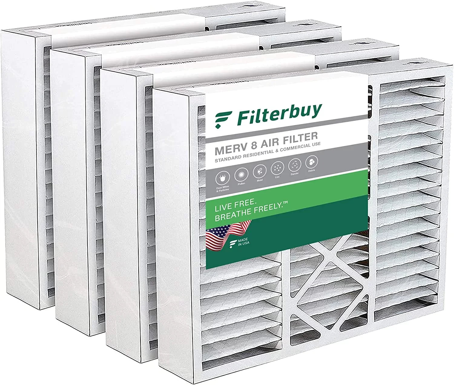 Filterbuy 22x24x5  8 Pleated   Furnace Air Filters for Amana and Goodman (4-Pack)