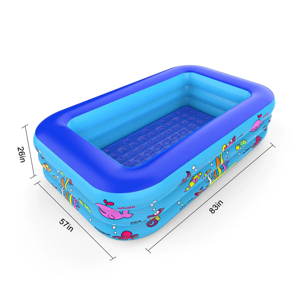 Inflatable Pool 83 * 57 * 26 inch, 3-Story Large Children's Family Lounge Swimming Pool