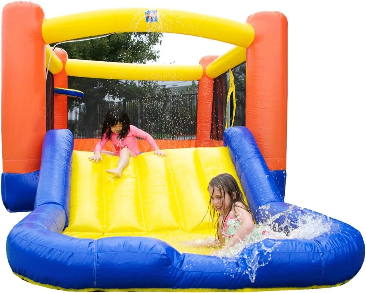 JumpOrange  Outdoor Inflatable Bounce House with Slide and Pool for Kids (with Blower)