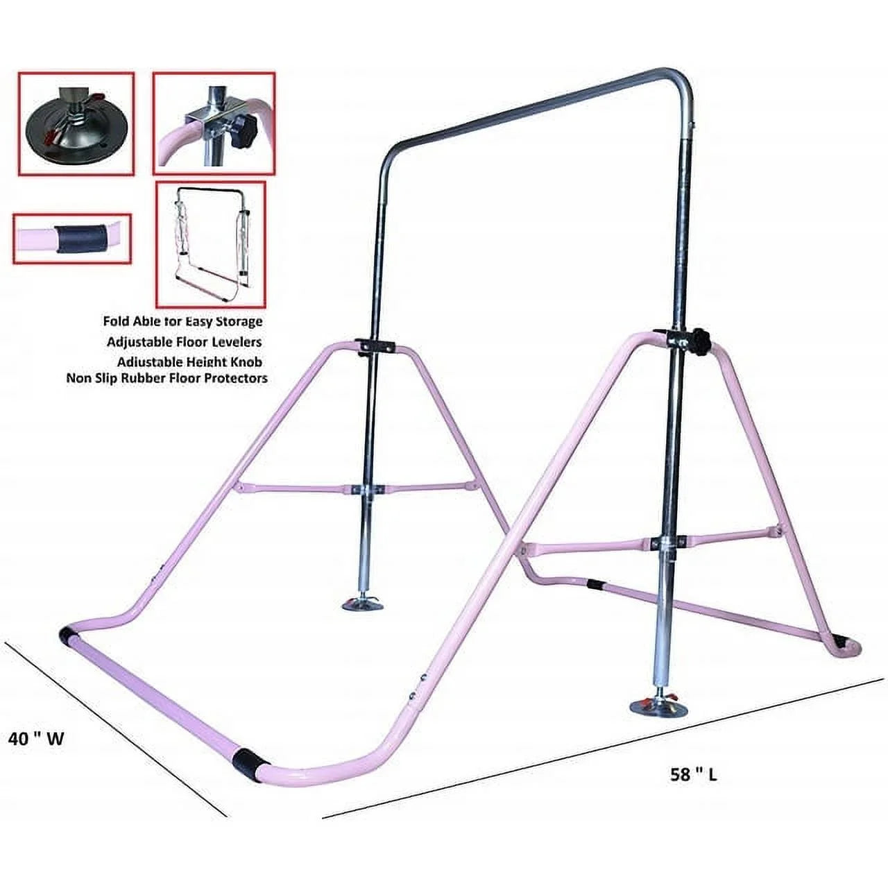 Junior Pro Gymnastics Bar: Pink Monkey Bar Climbing Tower for Kids' Horizontal Kip Bar Training