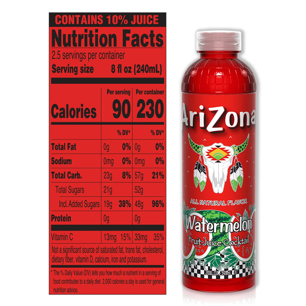 Arizona Watermelon Juice Drink, 20 Fl Oz (Pack Of 24)