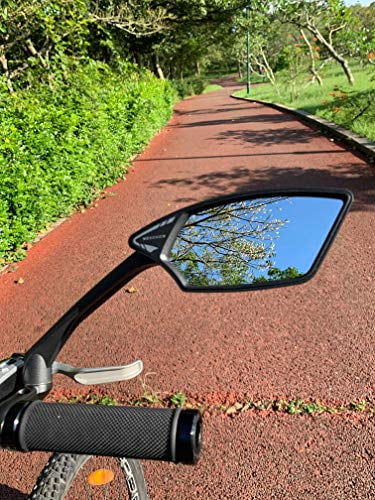 New Scratch Resistant Glass Lens,Handlebar Bike Mirror, Rotatable Safe Rearview Mirror, Bicycle Mirror, (Sliver Right Side) -006RS