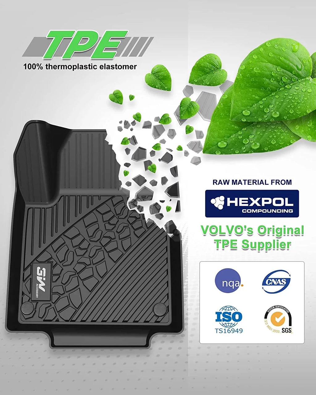 3W Car Floor Mats Liners for 2019-2023 Subaru Forester, All-Weather Mats Floor Liner Set,  Material, Black