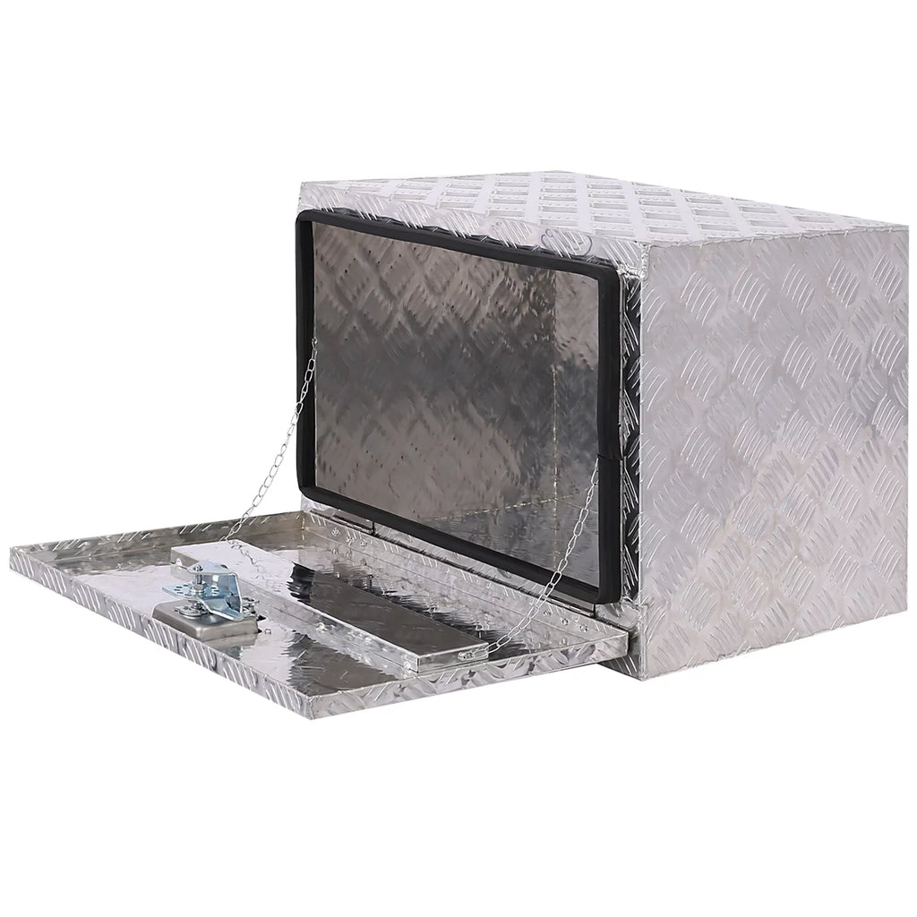 Jarbalai 24 inches Aluminum Tool Box, Truck Bed Tool Box, Outdoor Trailer Pickup Storage Tool Box,  Storage Organizer, Underbody Box w/ Lock Keys, Silver