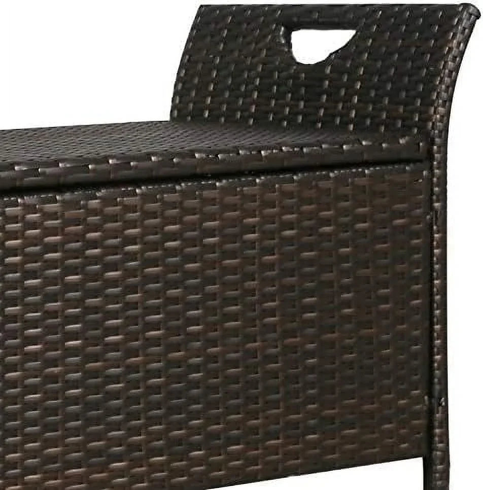 Outdoor Deck  Box  Patio Wicker  Bench  Rattan  Bins with Cushion (Red)