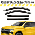 Tape-On Window Deflectors Extra Durable Window Visors Rain Guards Fit for Chevrolet (Chevy) Silverado 1500 2019-2024 Crew Cab, Sun Visors, Wind Vent Visors, Truck Accessories - 4pcs.