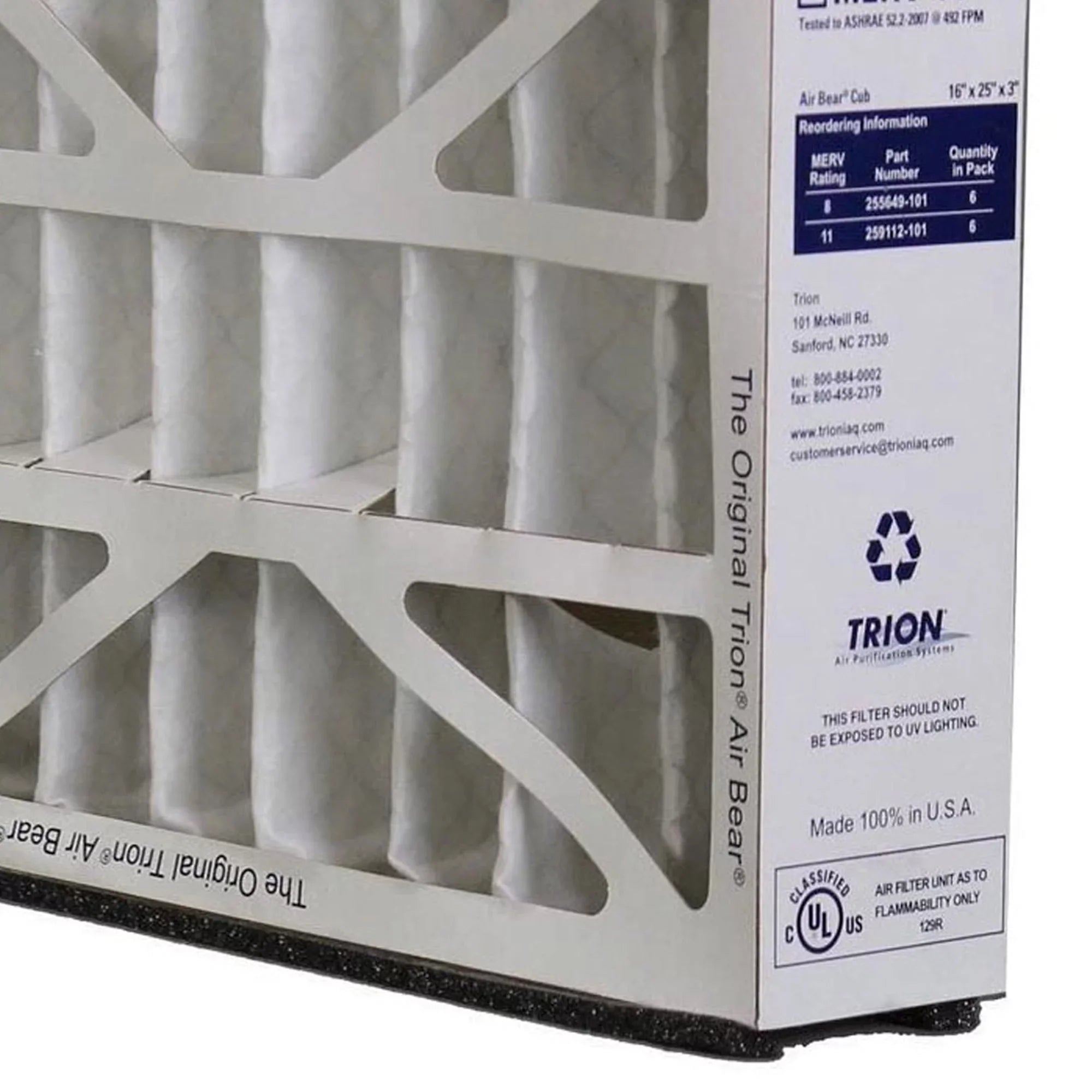 Trion 255649-101 Air Bear 16x25x3 Inch  8 Air Purifier Filter (6 Pack)