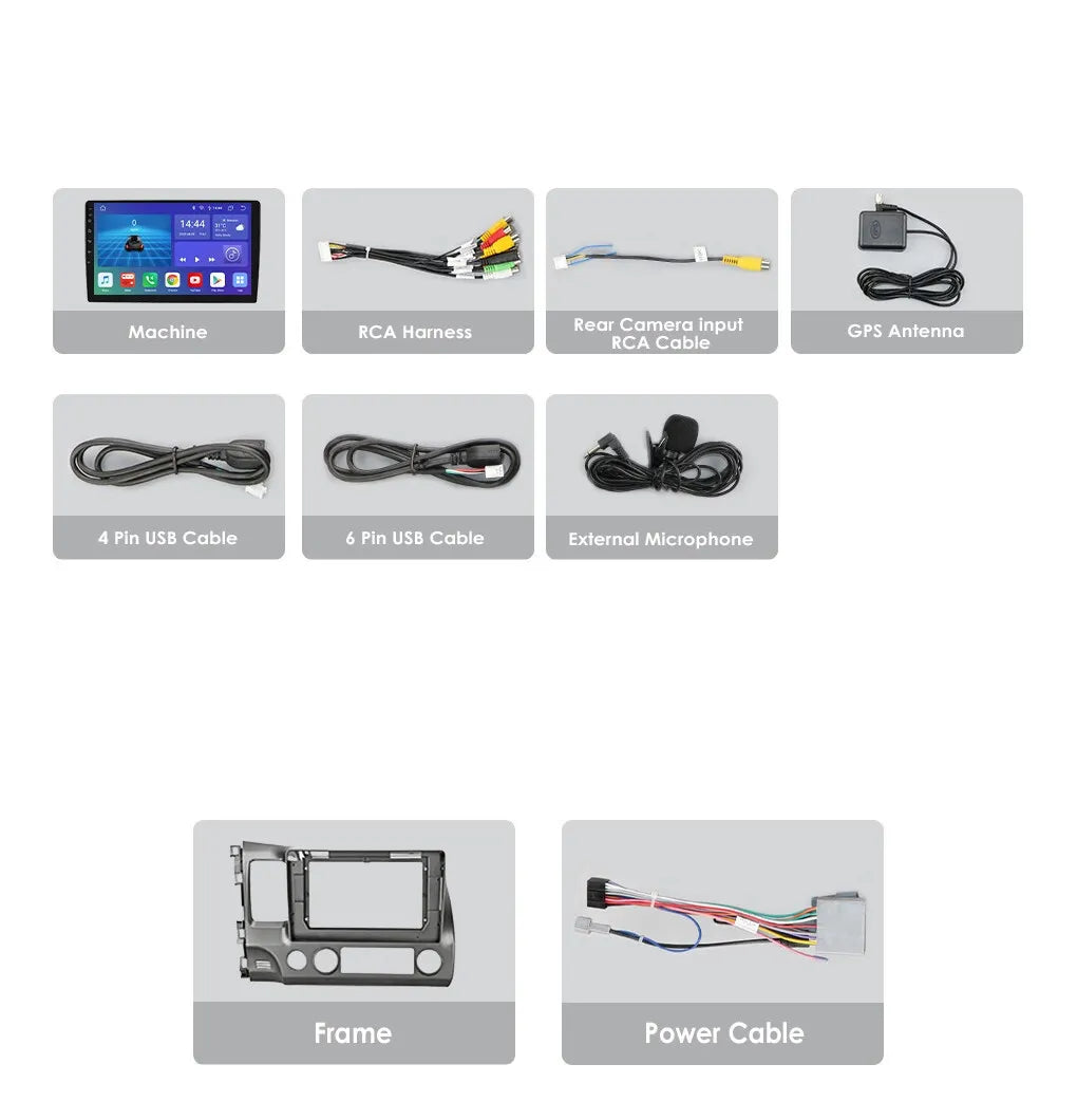 10.1 inches 1280*720  Touchscreen Android 12 2+32GB Car Stereo for Honda Civic 2006-2011 Car Radio Carplay & Android Auto Support Backup Camera  Navi