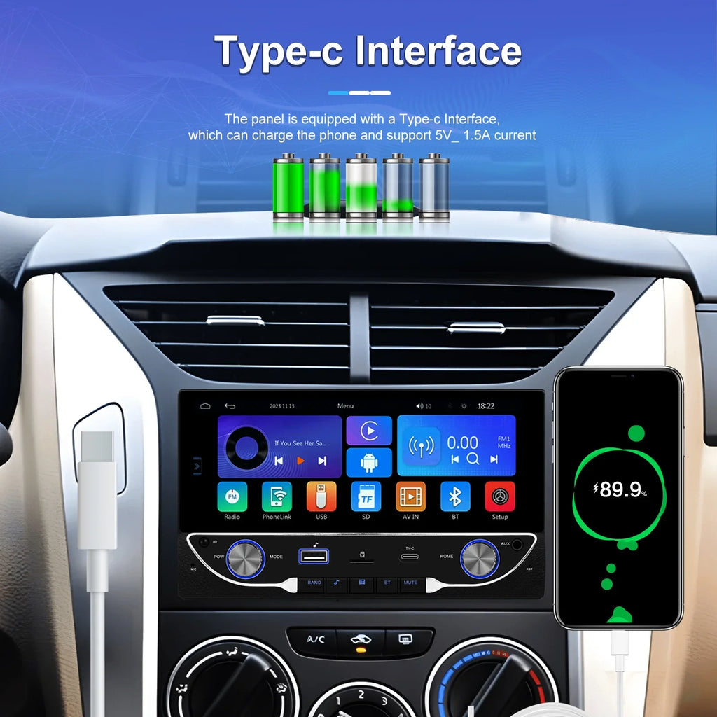 2DIN 6.86" Universal Car mp5 Player Bluetooth  Radio Receiver Support / Rear View Camera wireless carplay/auto
