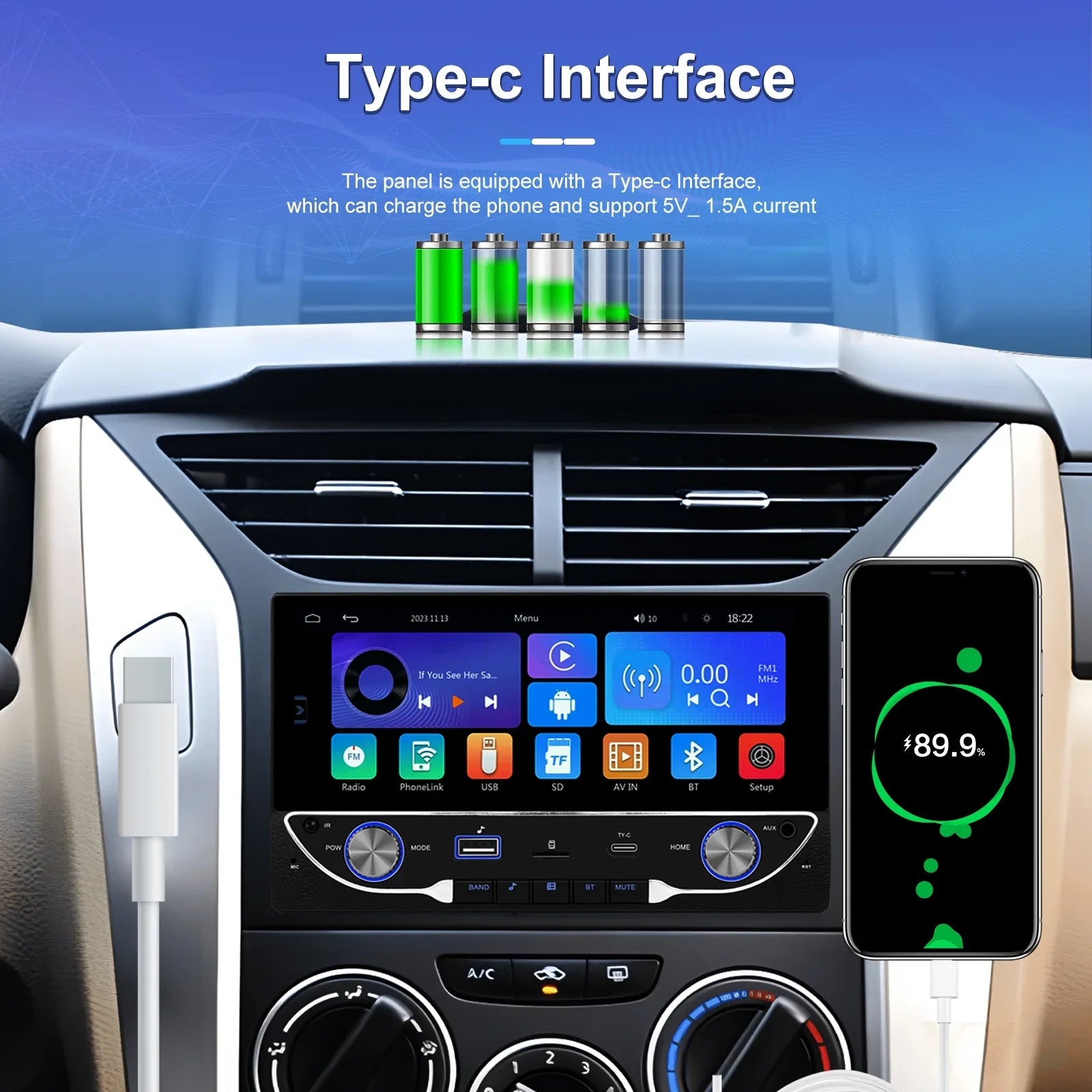 2DIN 6.86" Universal Car mp5 Player Bluetooth  Radio Receiver Support / Rear View Camera wireless carplay/auto